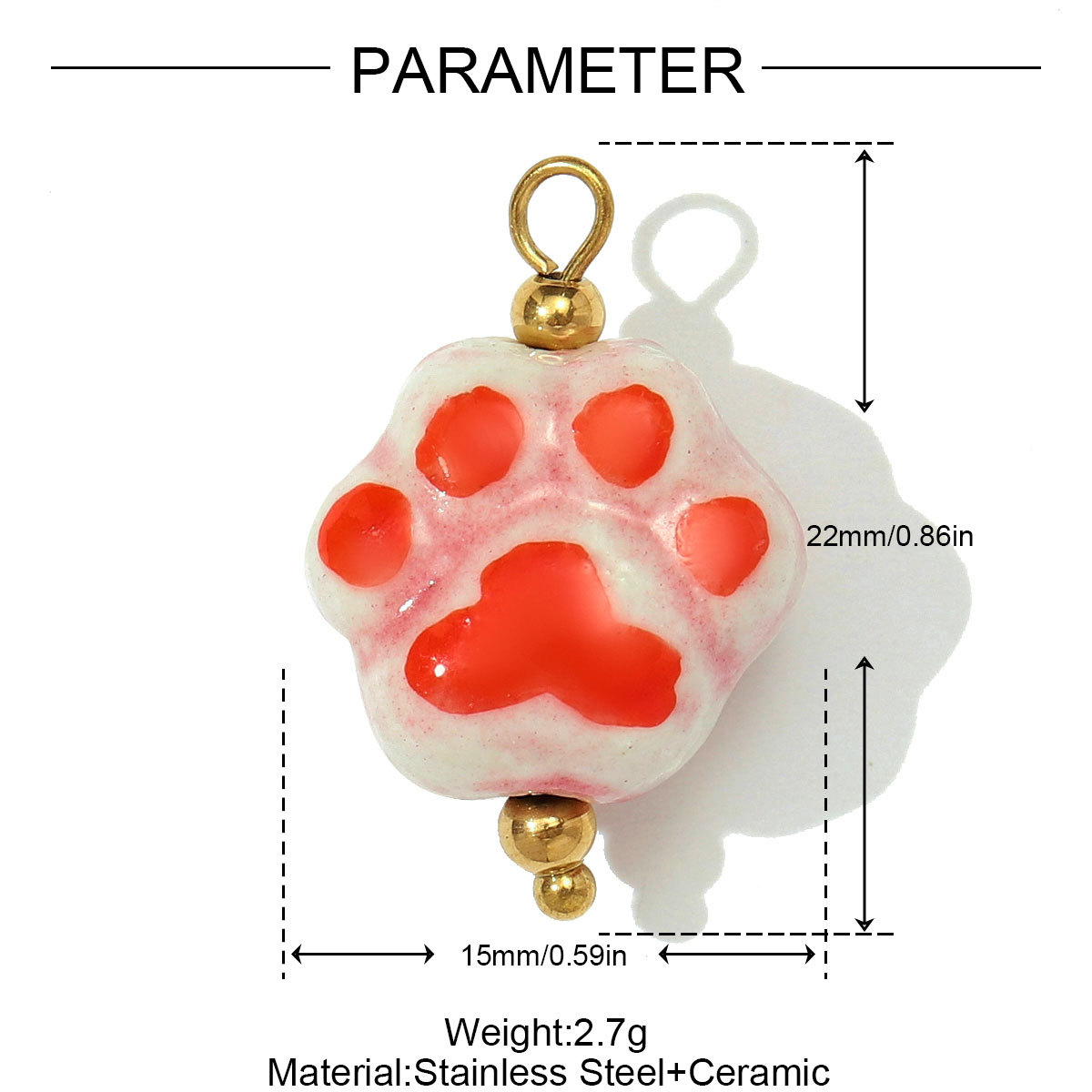 6pcs/pack Stainless Steel Colored Ceramic Paw Fish Necklace Pendant Rose Butterfly DIY Earring Charms Women Tulip Flower Jewelry