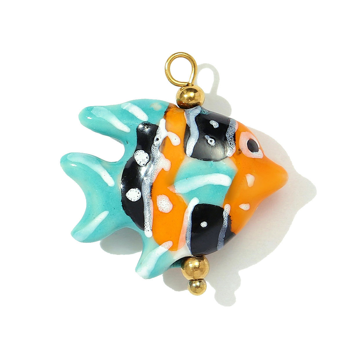 6pcs/pack Stainless Steel Colored Ceramic Paw Fish Necklace Pendant Rose Butterfly DIY Earring Charms Women Tulip Flower Jewelry