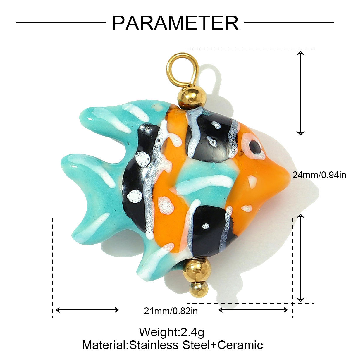 6pcs/pack Stainless Steel Colored Ceramic Paw Fish Necklace Pendant Rose Butterfly DIY Earring Charms Women Tulip Flower Jewelry
