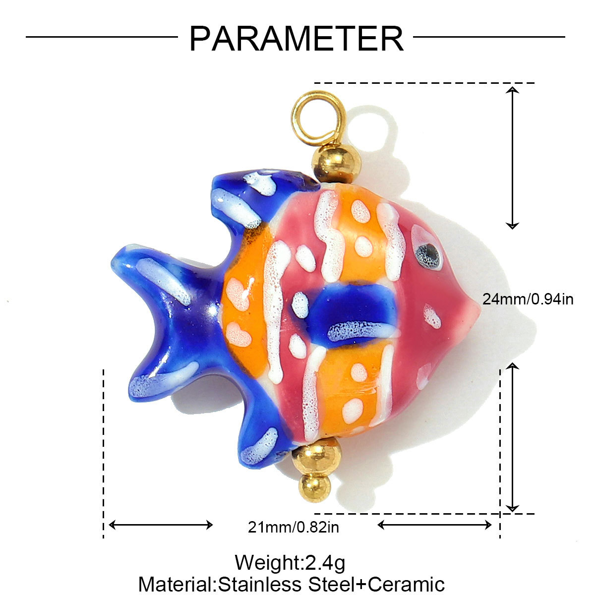 6pcs/pack Stainless Steel Colored Ceramic Paw Fish Necklace Pendant Rose Butterfly DIY Earring Charms Women Tulip Flower Jewelry