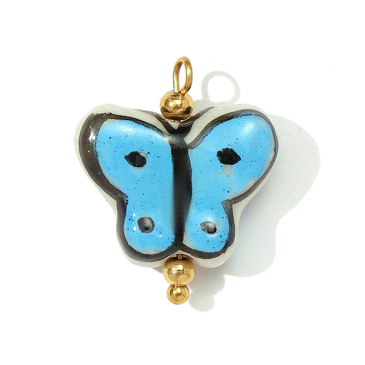 6pcs/pack Stainless Steel Colored Ceramic Paw Fish Necklace Pendant Rose Butterfly DIY Earring Charms Women Tulip Flower Jewelry