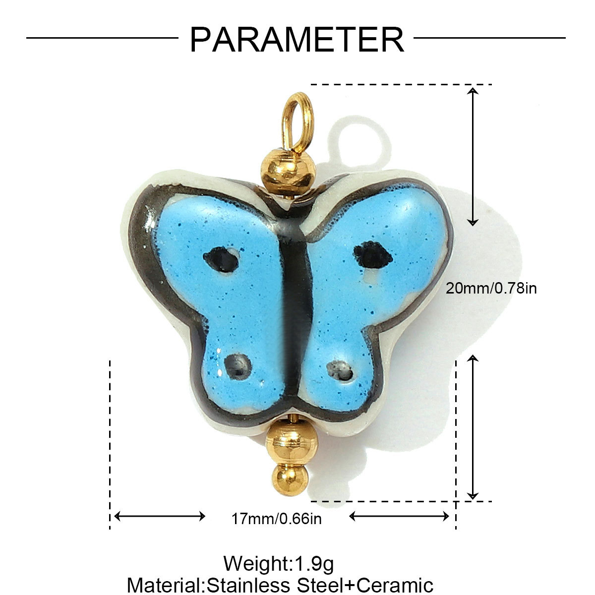 6pcs/pack Stainless Steel Colored Ceramic Paw Fish Necklace Pendant Rose Butterfly DIY Earring Charms Women Tulip Flower Jewelry