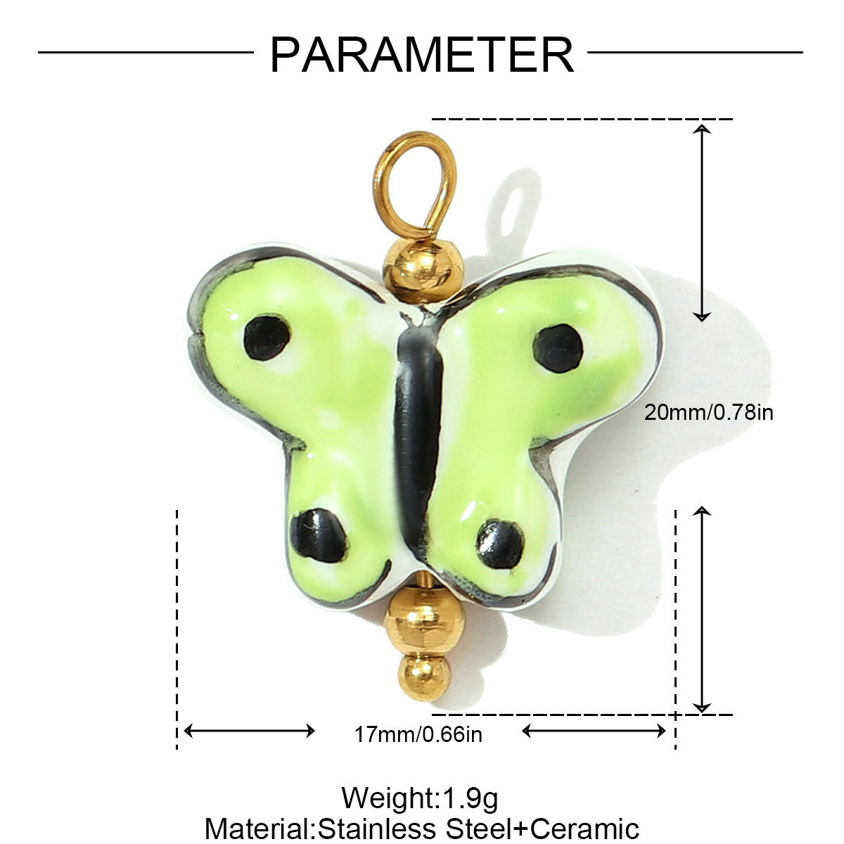6pcs/pack Stainless Steel Colored Ceramic Paw Fish Necklace Pendant Rose Butterfly DIY Earring Charms Women Tulip Flower Jewelry