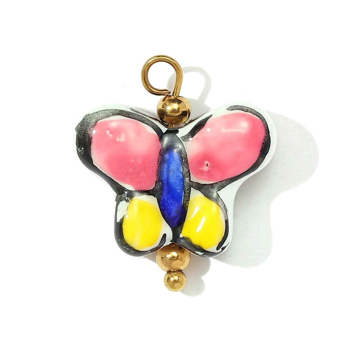 6pcs/pack Stainless Steel Colored Ceramic Paw Fish Necklace Pendant Rose Butterfly DIY Earring Charms Women Tulip Flower Jewelry