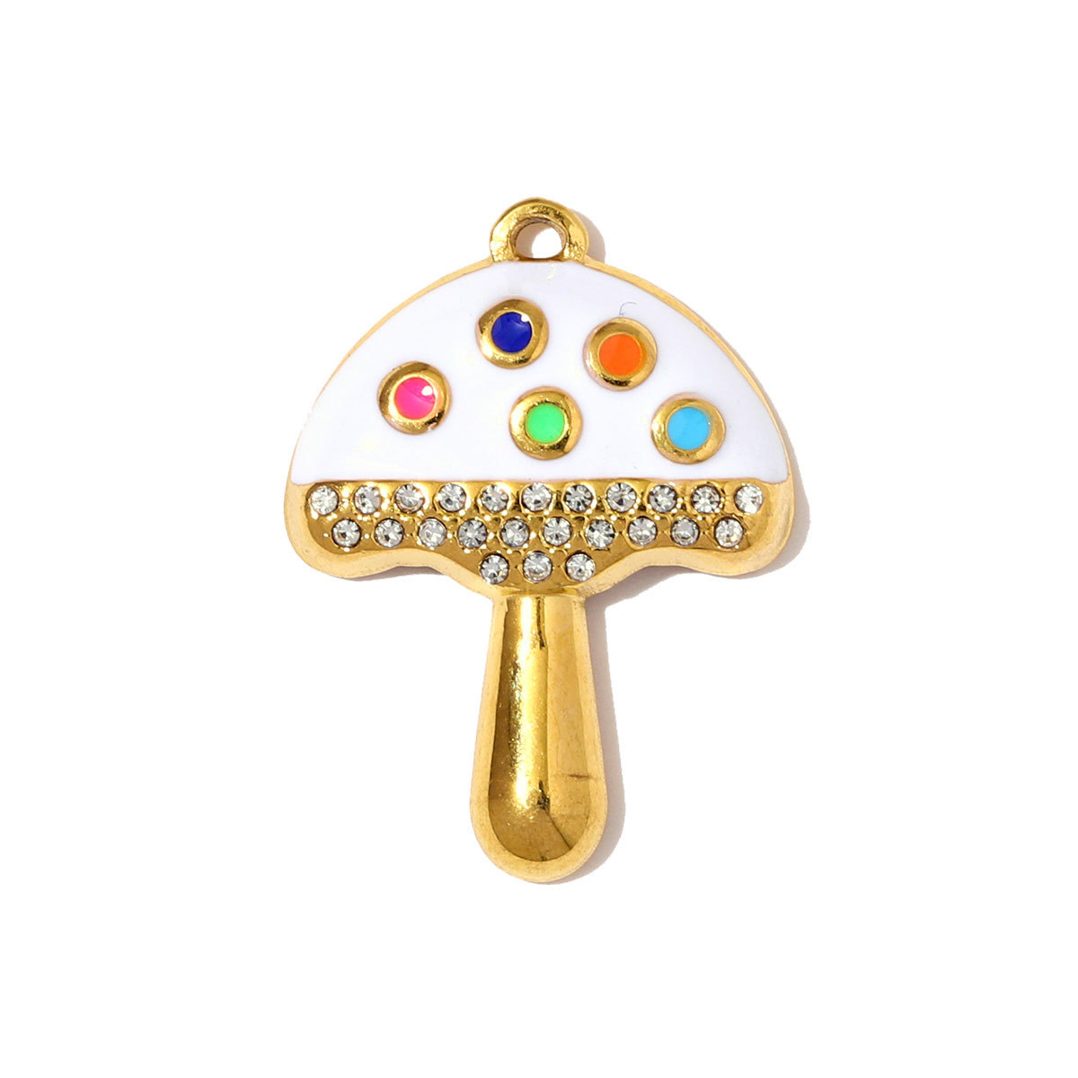 6pcs/pack Stainless Steel Crystal Sunflower Mushroom Necklace Pendants Flower Magpie DIY Charms Women Heart Jewelry Wholesale