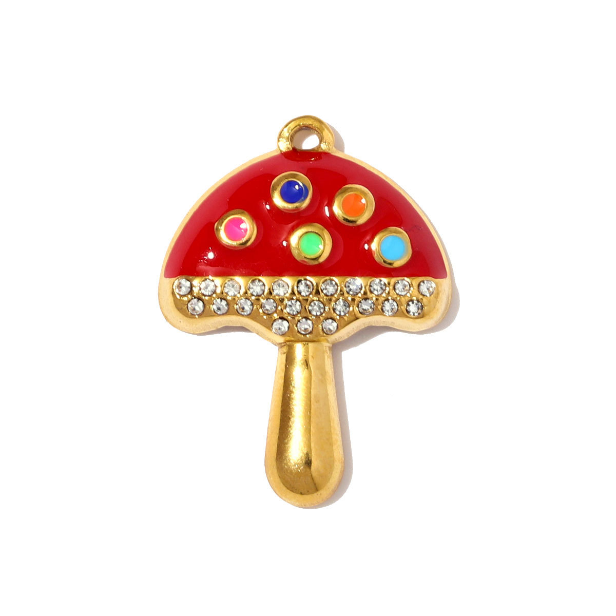 6pcs/pack Stainless Steel Crystal Sunflower Mushroom Necklace Pendants Flower Magpie DIY Charms Women Heart Jewelry Wholesale