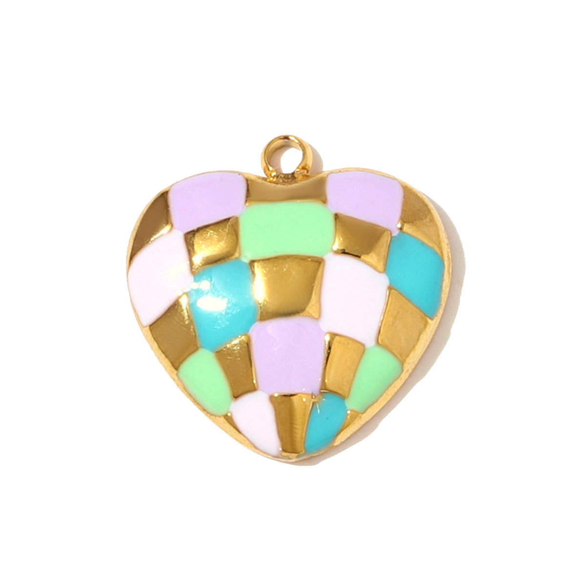 6pcs/pack Cute Stainless Steel Enamel Dog Cat Necklace Pendants Painted Handbag DIY Charms Women Love Heart Jewelry Wholesale