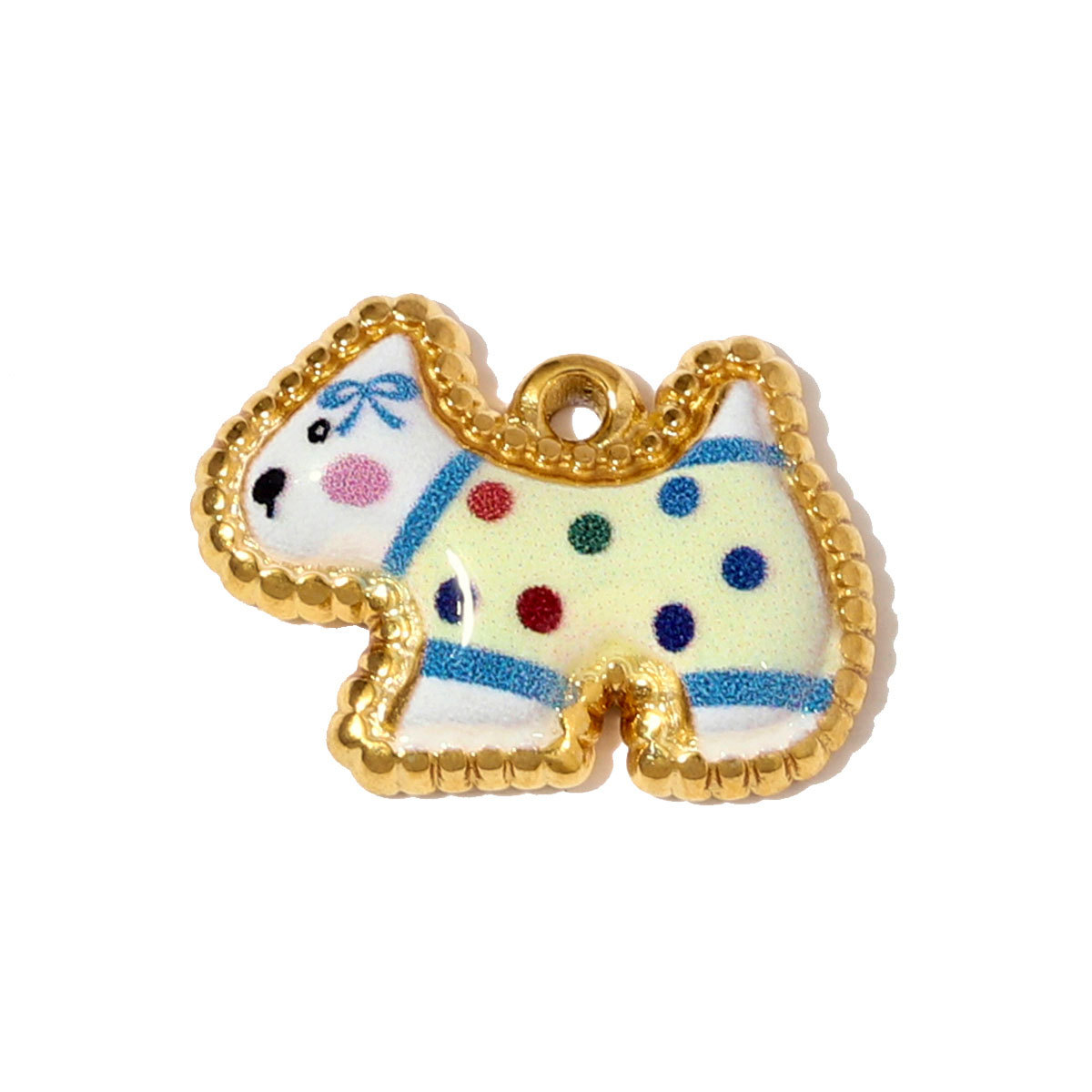 6pcs/pack Cute Stainless Steel Enamel Dog Cat Necklace Pendants Painted Handbag DIY Charms Women Love Heart Jewelry Wholesale