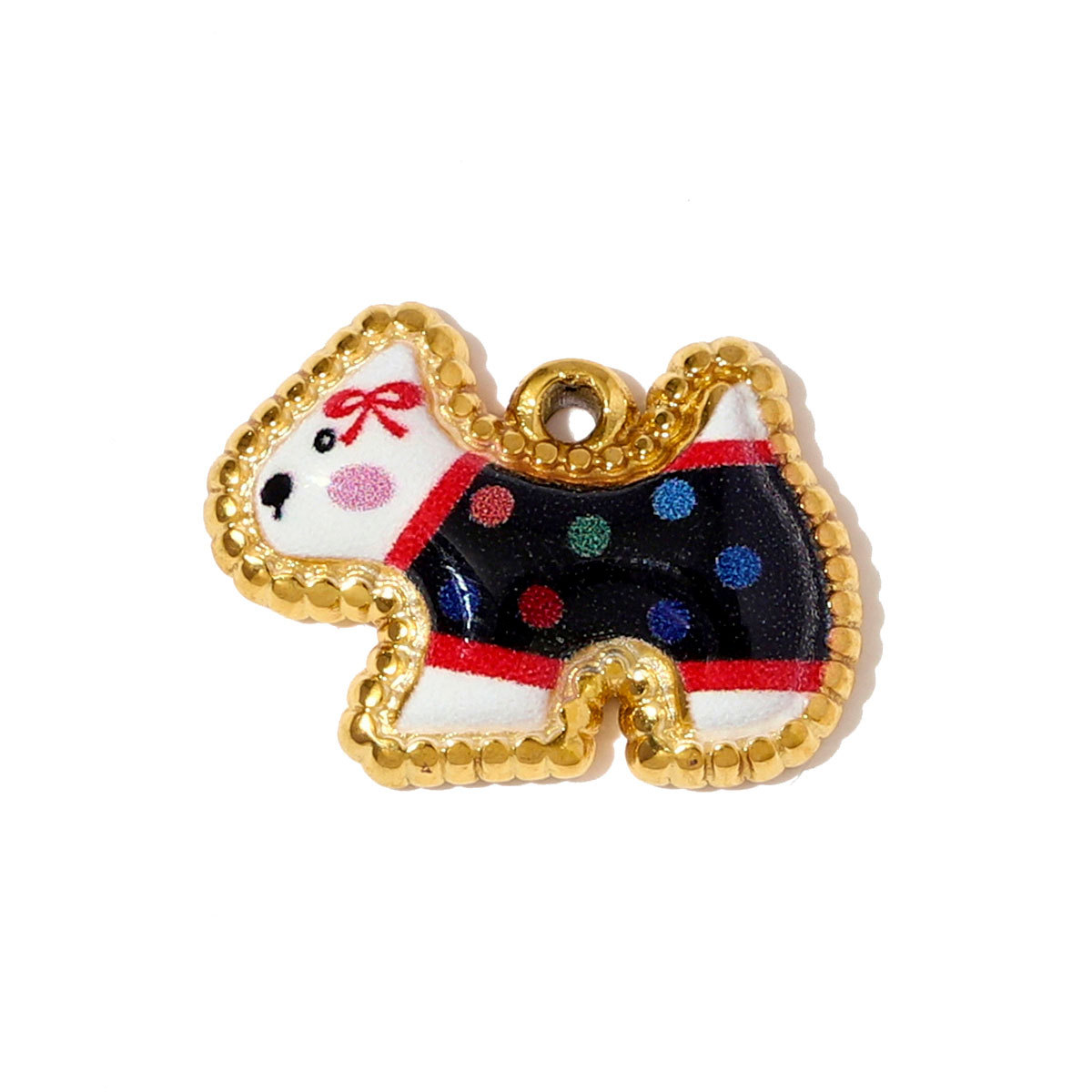 6pcs/pack Cute Stainless Steel Enamel Dog Cat Necklace Pendants Painted Handbag DIY Charms Women Love Heart Jewelry Wholesale