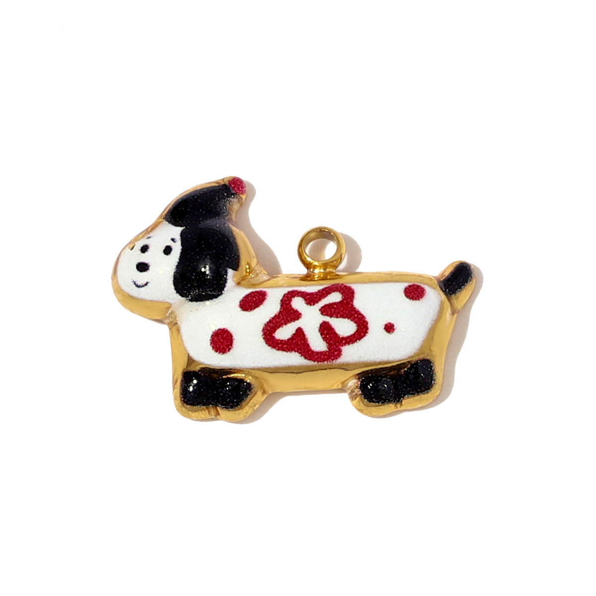 6pcs/pack Cute Stainless Steel Enamel Dog Cat Necklace Pendants Painted Handbag DIY Charms Women Love Heart Jewelry Wholesale