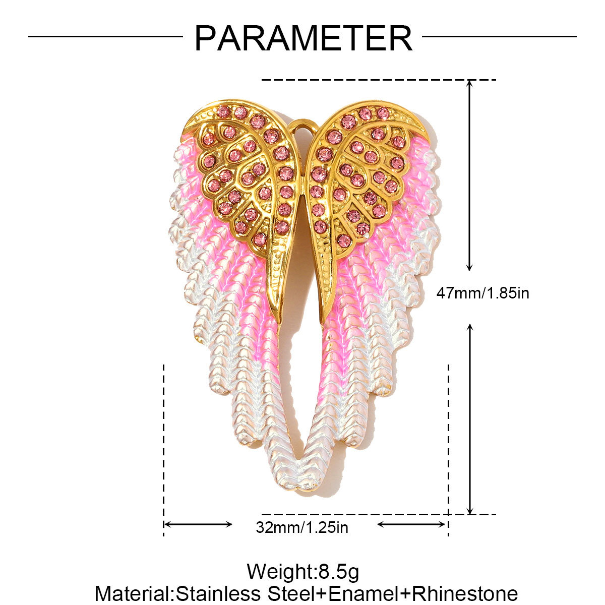 6pcs/pack Big Size Stainless Steel Enamel Angel Wing Necklace Pendants Fairy DIY Charms Women Butterfly Dragonfly Jewelry Wholesale