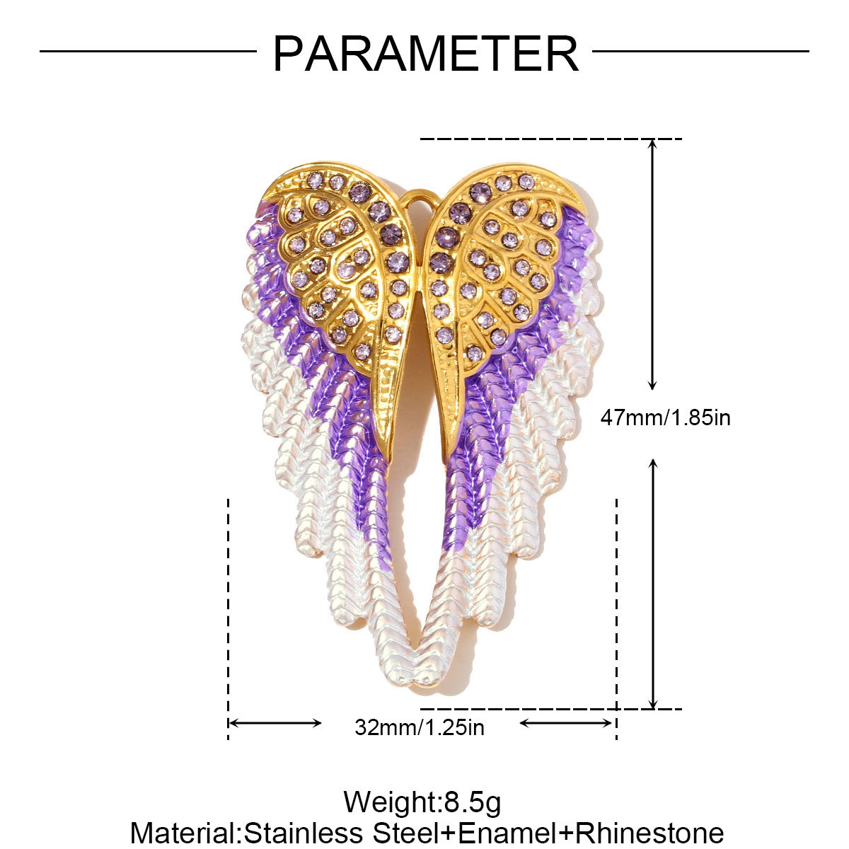 6pcs/pack Big Size Stainless Steel Enamel Angel Wing Necklace Pendants Fairy DIY Charms Women Butterfly Dragonfly Jewelry Wholesale