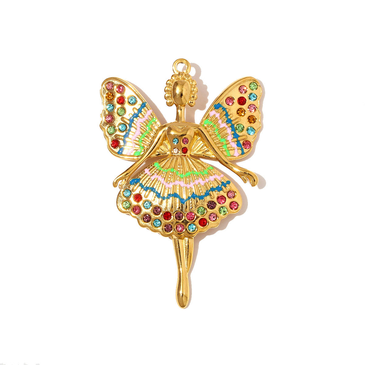 6pcs/pack Big Size Stainless Steel Enamel Angel Wing Necklace Pendants Fairy DIY Charms Women Butterfly Dragonfly Jewelry Wholesale