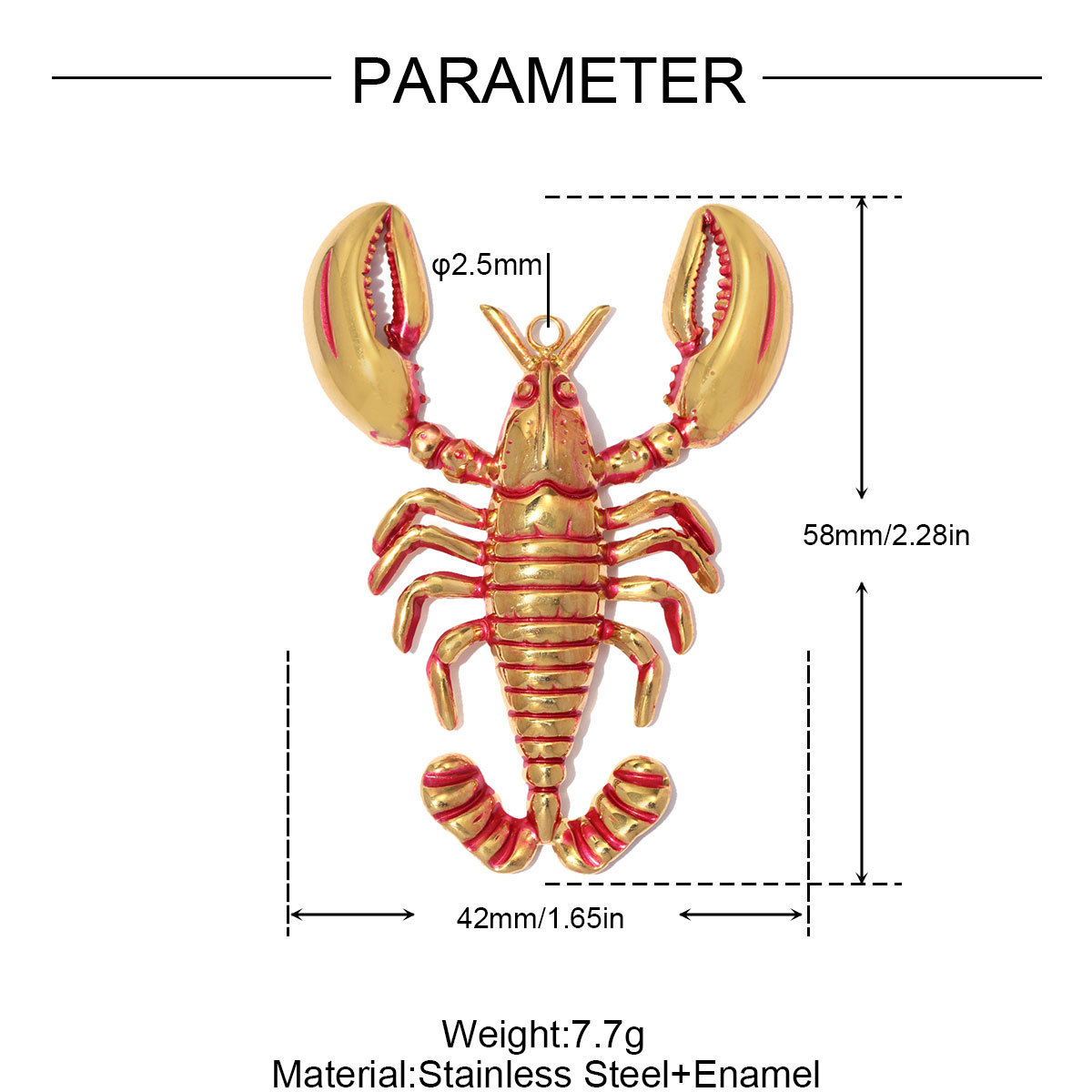 6pcs/pack Large Size Stainless Steel Lobster DIY Earring Charms Starfish Necklace Pendant Women Lucky Fish Bone Jewelry Wholesale