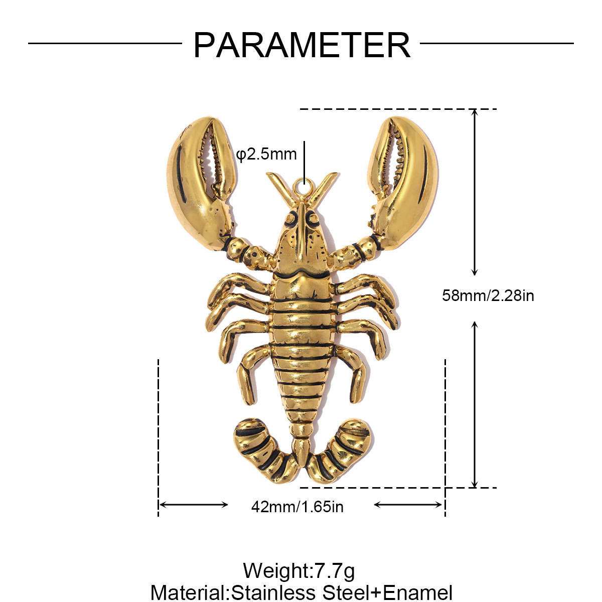 6pcs/pack Large Size Stainless Steel Lobster DIY Earring Charms Starfish Necklace Pendant Women Lucky Fish Bone Jewelry Wholesale
