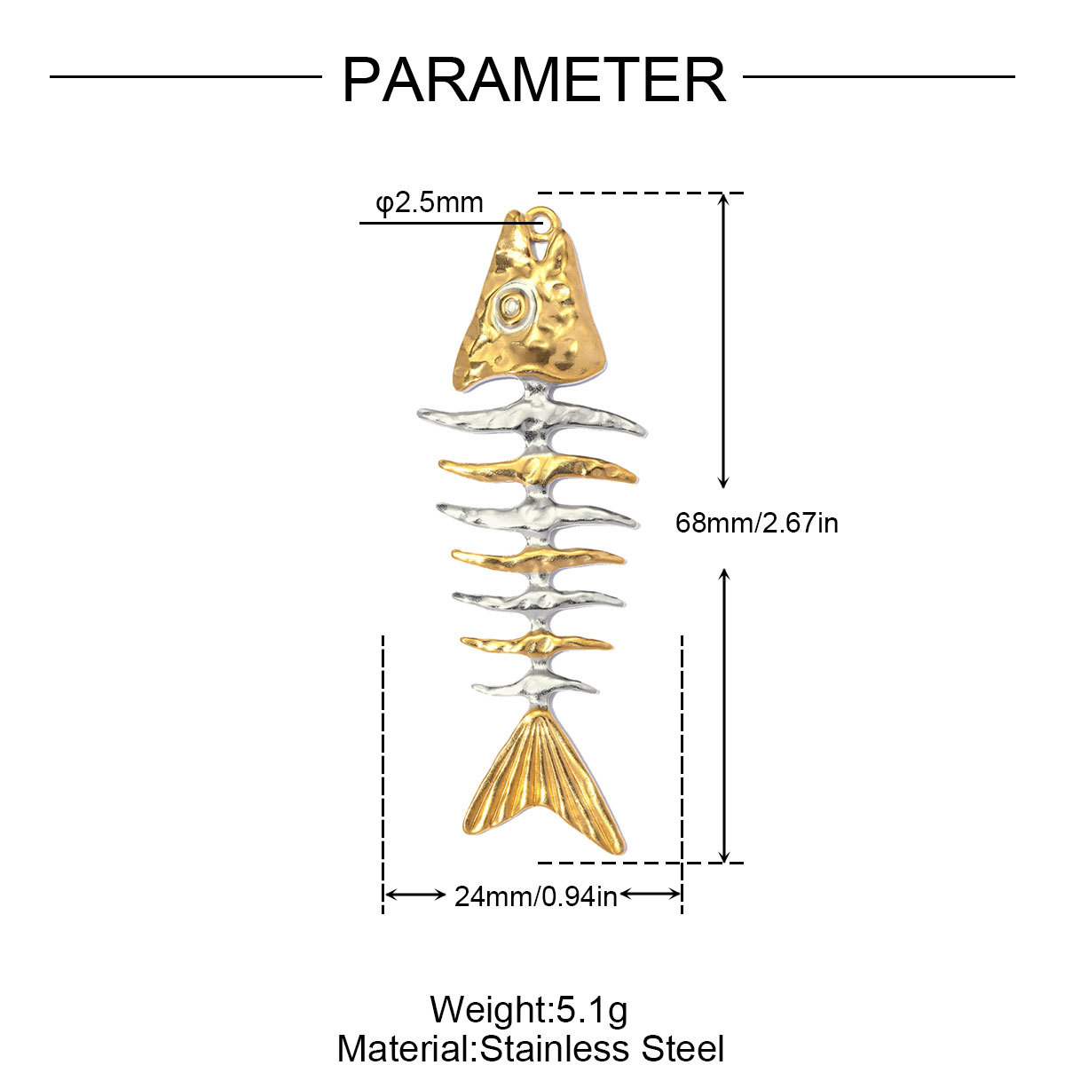 6pcs/pack Large Size Stainless Steel Lobster DIY Earring Charms Starfish Necklace Pendant Women Lucky Fish Bone Jewelry Wholesale