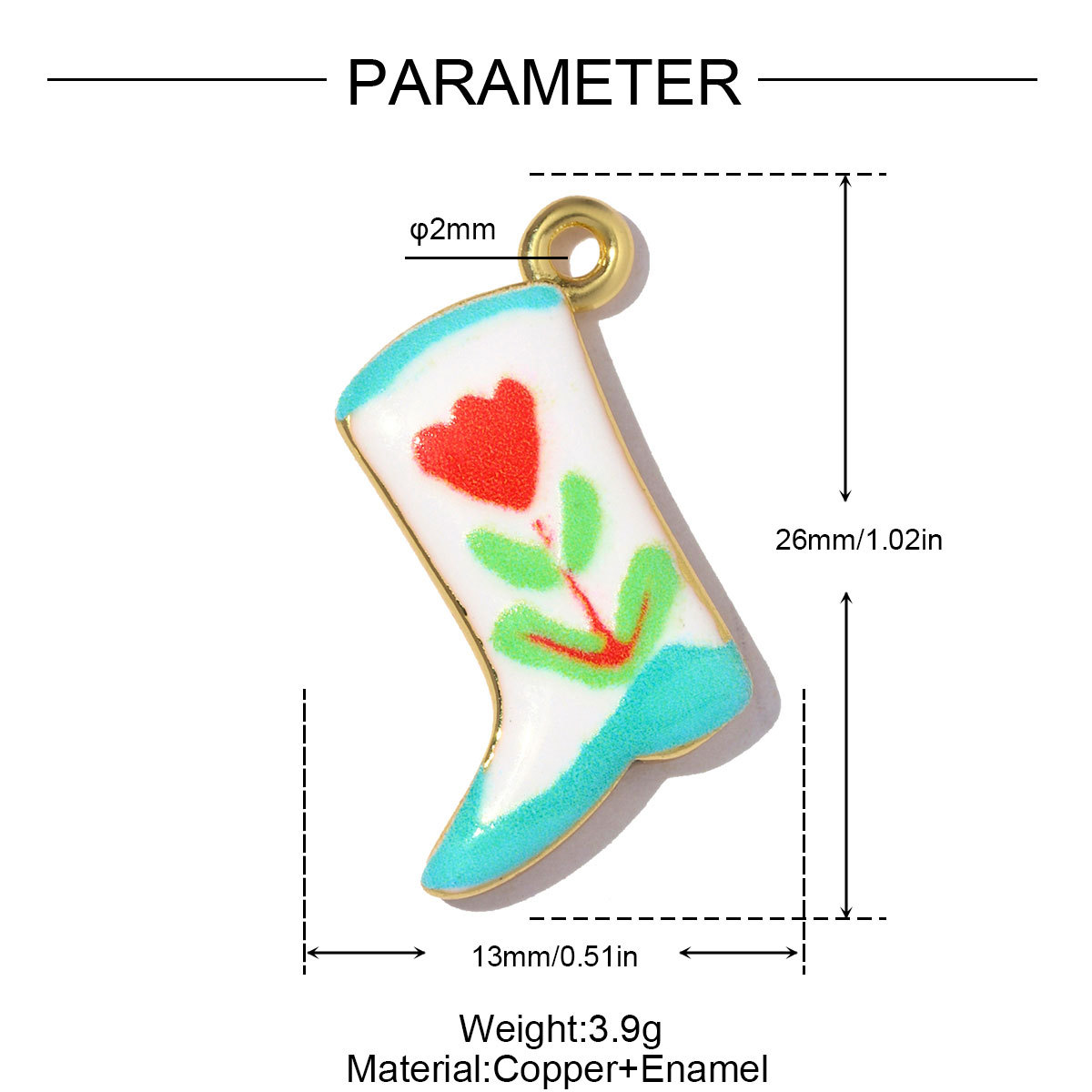 6pcs/pack Copper Enamel Flower Boot Sun DIY Earring Charms Dove Snail Shell Necklace Pendants Women Geometric Jewelry Wholesale