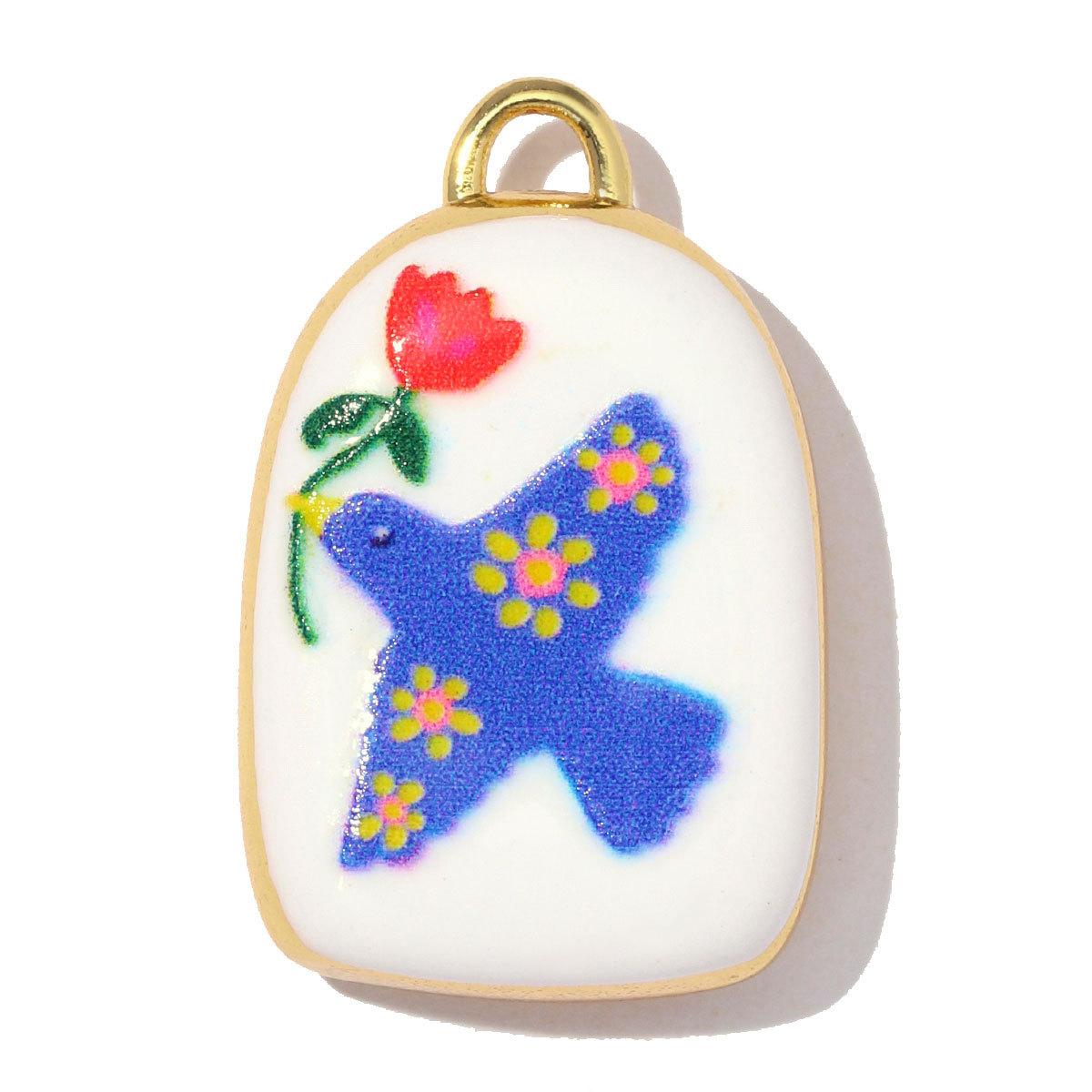 6pcs/pack Copper Enamel Flower Boot Sun DIY Earring Charms Dove Snail Shell Necklace Pendants Women Geometric Jewelry Wholesale