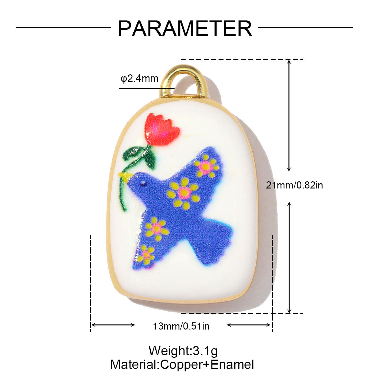 6pcs/pack Copper Enamel Flower Boot Sun DIY Earring Charms Dove Snail Shell Necklace Pendants Women Geometric Jewelry Wholesale
