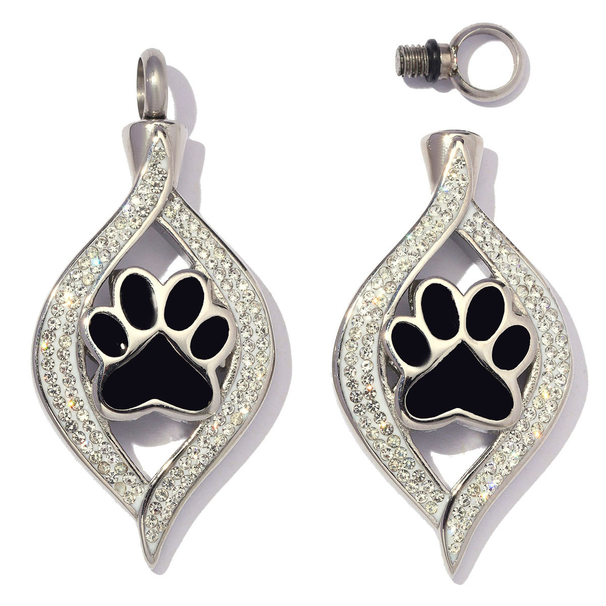 6pcs/Lot Stainless Steel Openable Dog Cat Paw Urn Necklace Pendants for Pet Ashes Keepsakes Memorial Heart Flower Jewelry Wholesale