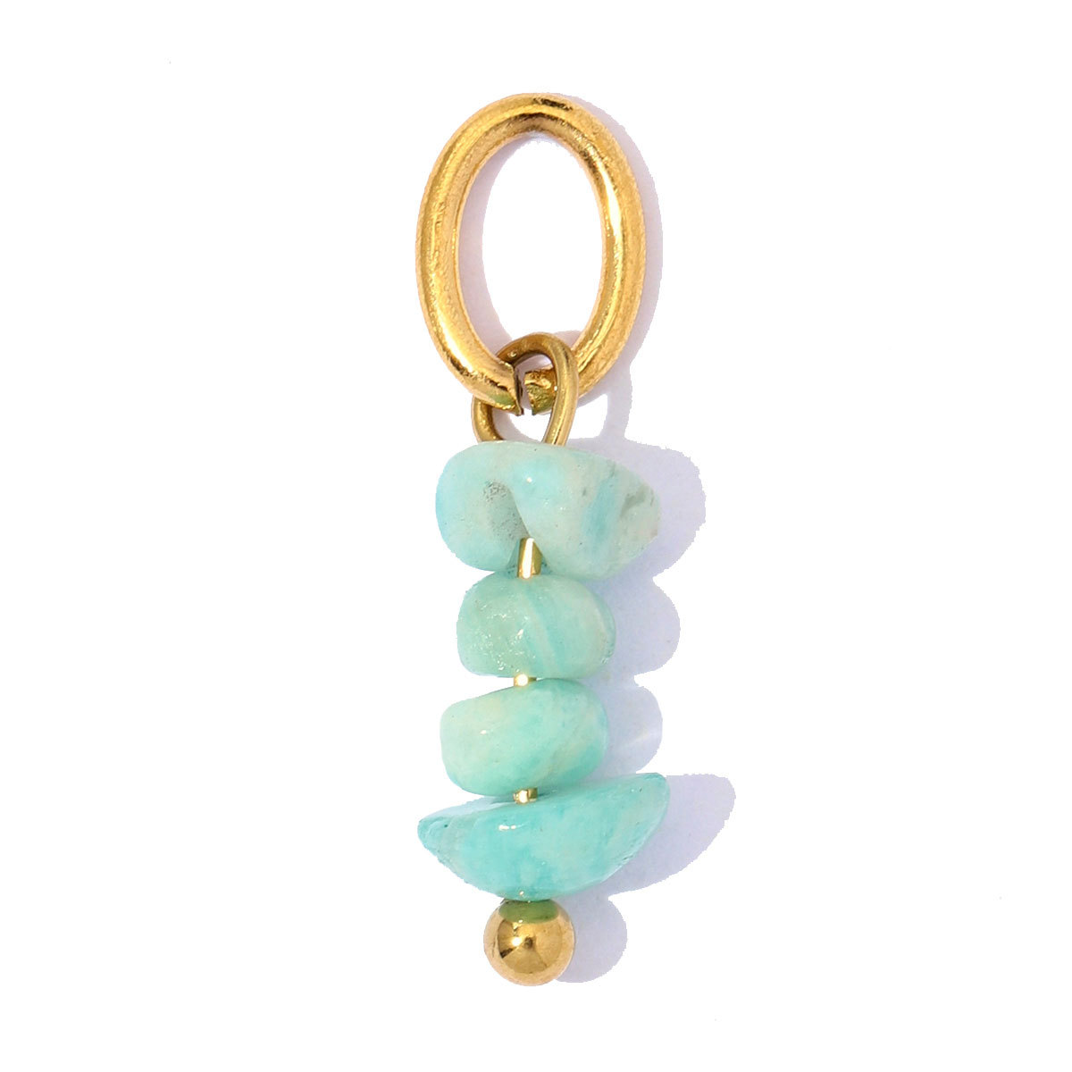 6pcs/Lot Stainless Steel Natural Turquoise DIY Beaded Charms Glass Stone Round Necklace Pendants Woman Earring Jewelry Findings