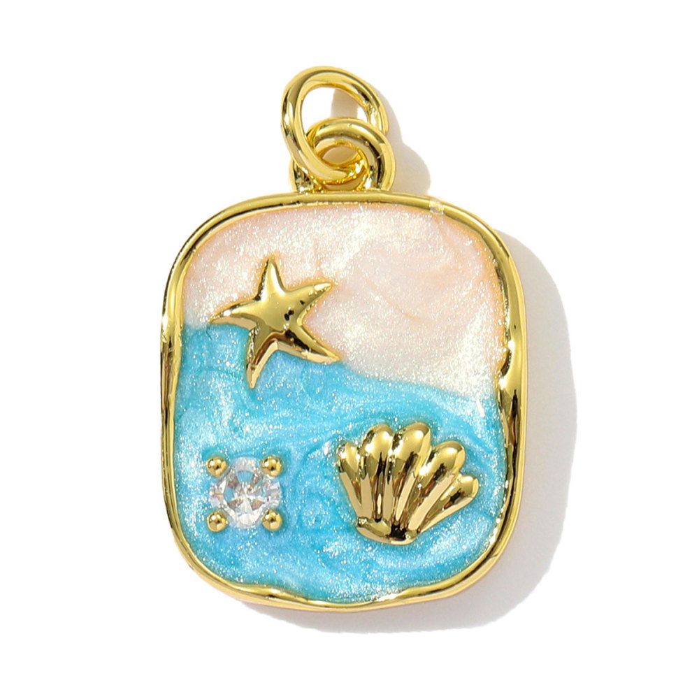 6pcs/pack Wholesale Copper Enamel Chilli Sunflower Diy Earring Charms Women Shell Starfish Camera Necklace Pendants Cherry Jewelry