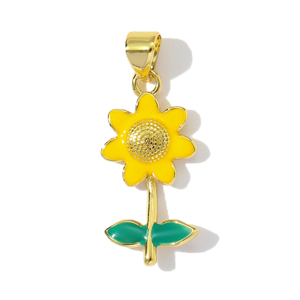 6pcs/pack Wholesale Copper Enamel Chilli Sunflower Diy Earring Charms Women Shell Starfish Camera Necklace Pendants Cherry Jewelry