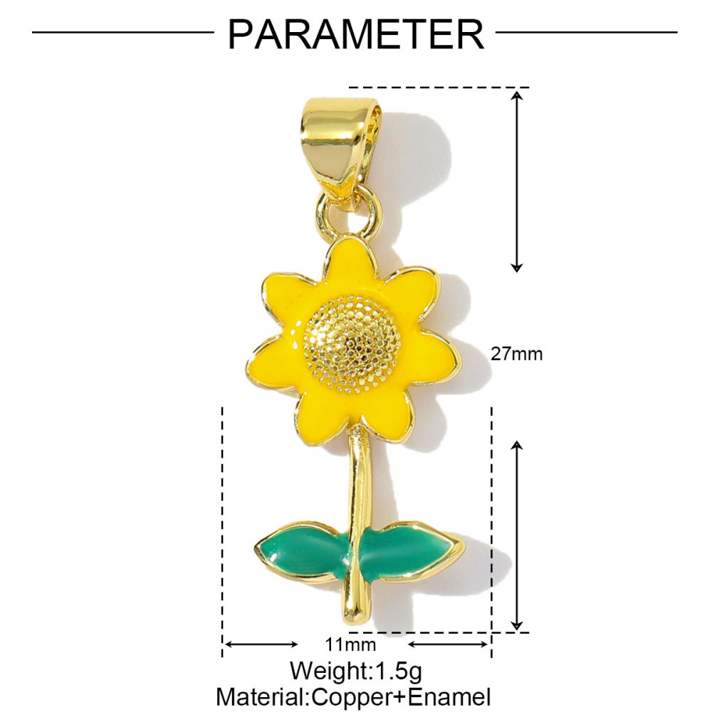 6pcs/pack Wholesale Copper Enamel Chilli Sunflower Diy Earring Charms Women Shell Starfish Camera Necklace Pendants Cherry Jewelry
