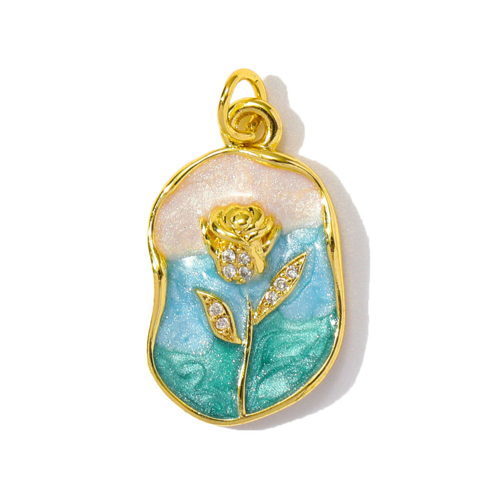 6pcs/pack Wholesale Copper Enamel Monet Garden Flower Diy Earring Charms Women Lover Baseball Necklace Pendants Sport Jewelry