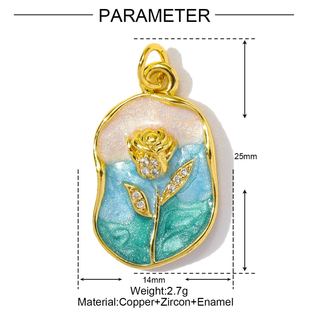 6pcs/pack Wholesale Copper Enamel Monet Garden Flower Diy Earring Charms Women Lover Baseball Necklace Pendants Sport Jewelry
