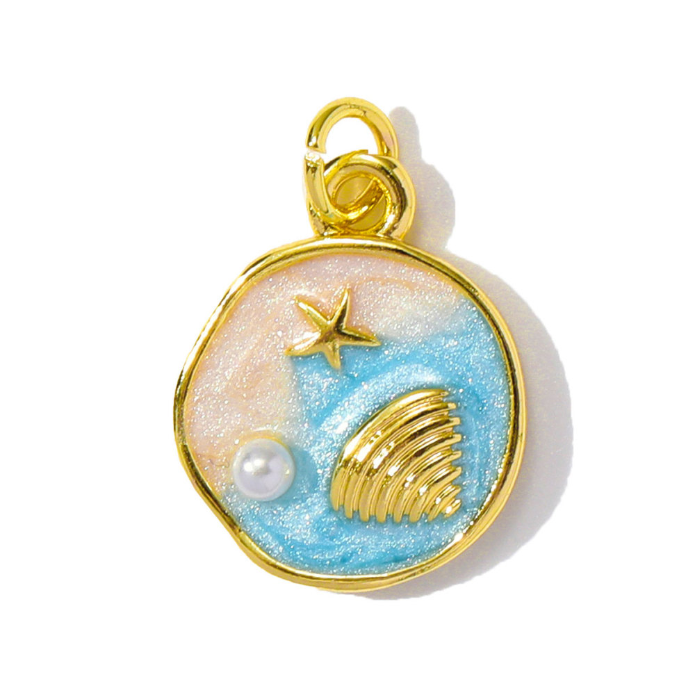 6pcs/pack Wholesale Copper Enamel Monet Garden Flower Diy Earring Charms Women Lover Baseball Necklace Pendants Sport Jewelry
