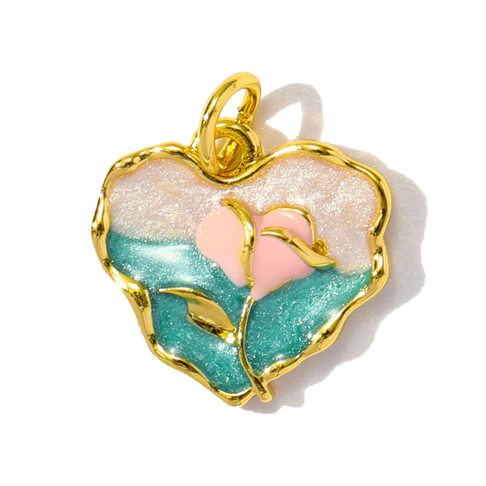 6pcs/pack Wholesale Copper Enamel Monet Garden Flower Diy Earring Charms Women Lover Baseball Necklace Pendants Sport Jewelry