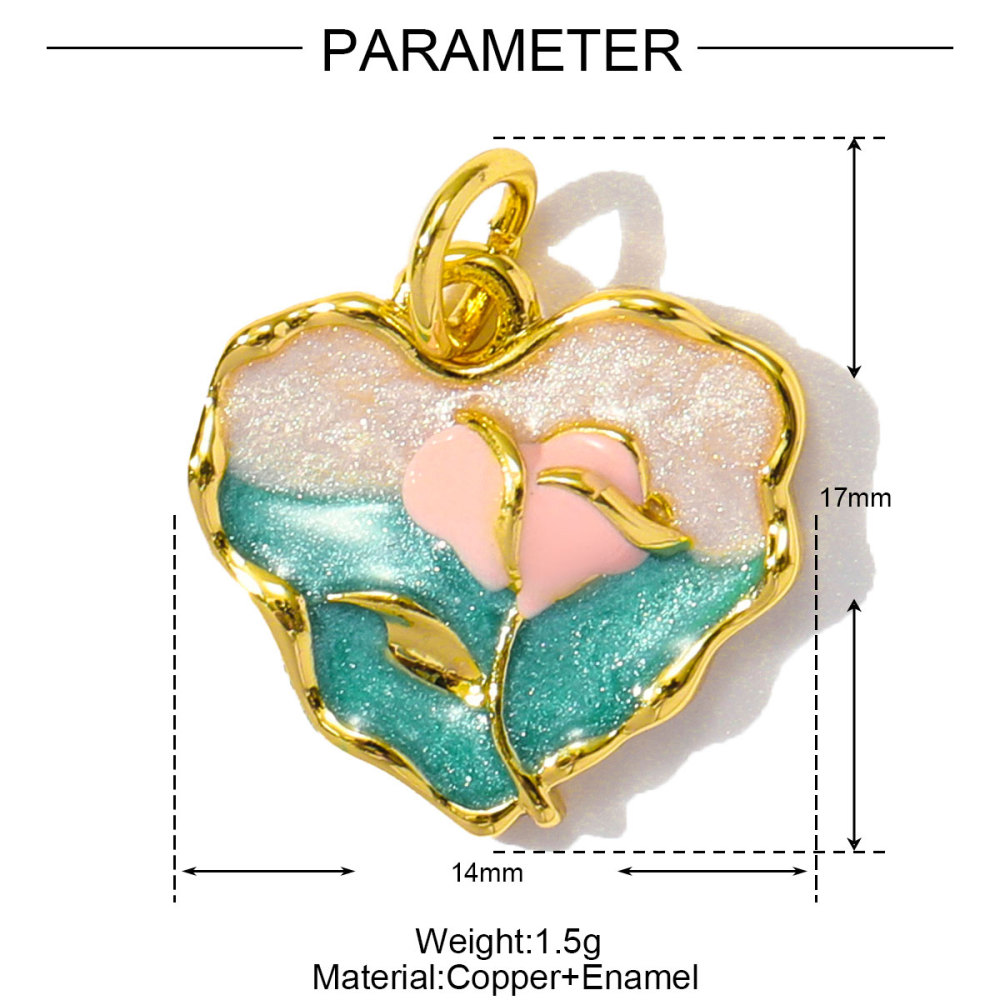 6pcs/pack Wholesale Copper Enamel Monet Garden Flower Diy Earring Charms Women Lover Baseball Necklace Pendants Sport Jewelry