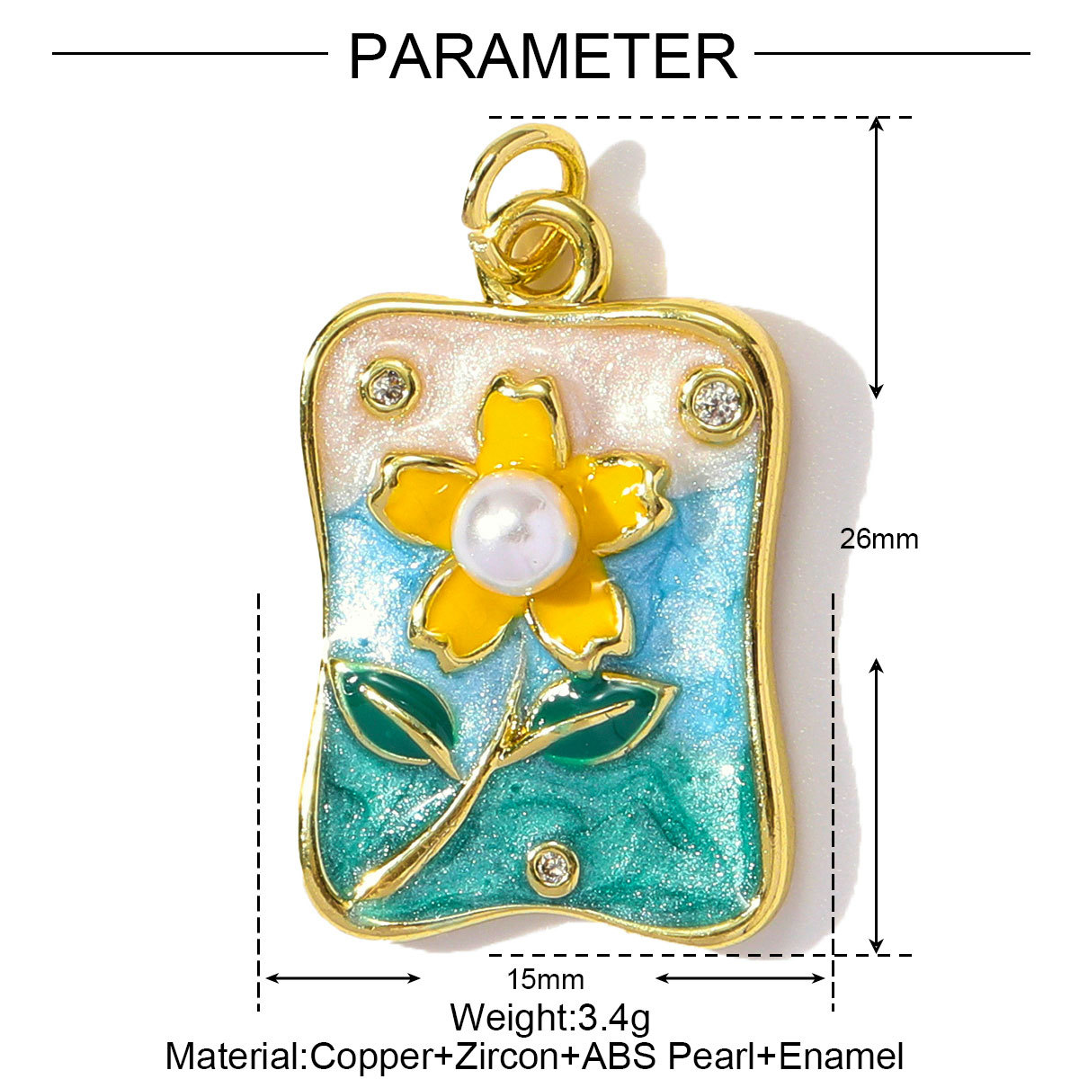 6pcs/pack Wholesale Copper Enamel Monet Garden Flower Diy Earring Charms Women Lover Baseball Necklace Pendants Sport Jewelry