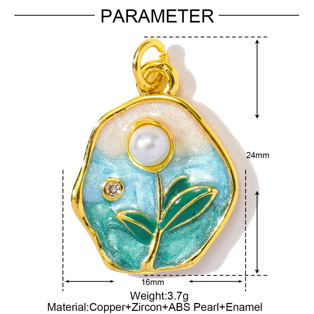 6pcs/pack Wholesale Copper Enamel Monet Garden Flower Diy Earring Charms Women Lover Baseball Necklace Pendants Sport Jewelry