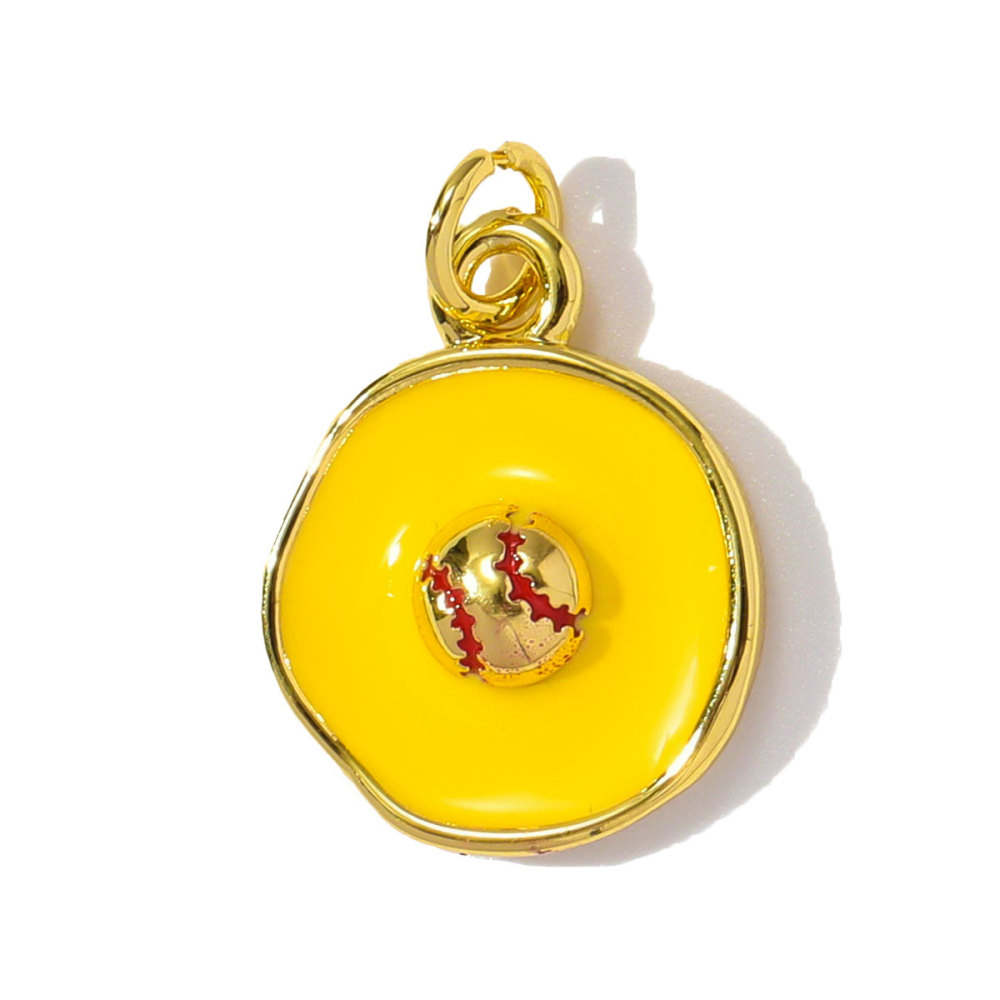 6pcs/pack Wholesale Copper Enamel Monet Garden Flower Diy Earring Charms Women Lover Baseball Necklace Pendants Sport Jewelry
