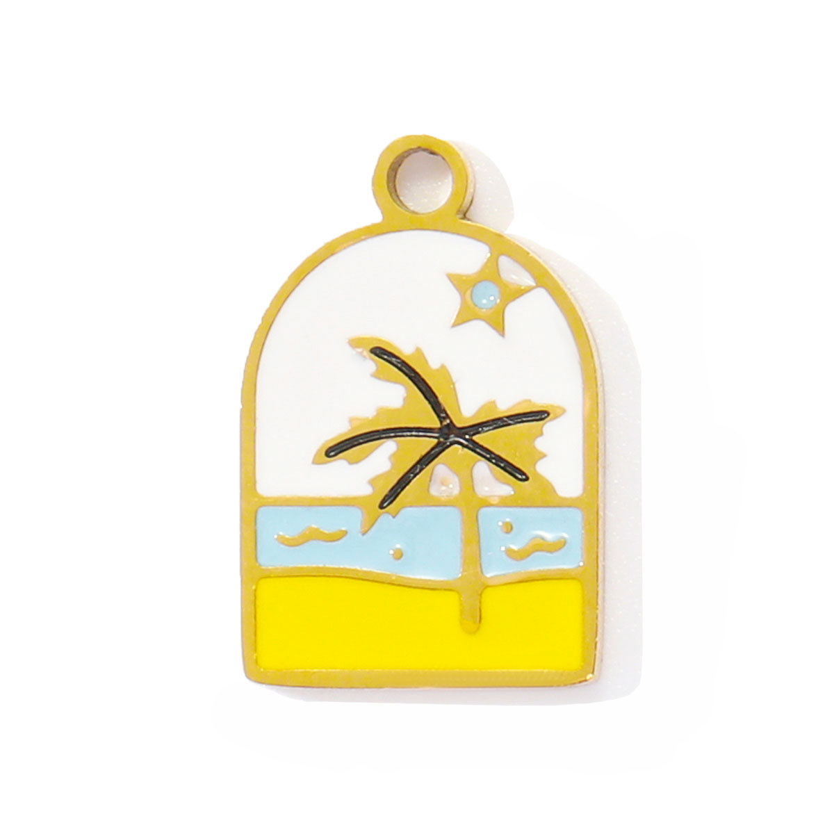 6pcs/pack French Stainless Steel Enamel Airplane Camera Necklace Pendants Suitcase Plam Diy Charms Juice Milktea Coffee Cup Jewelry