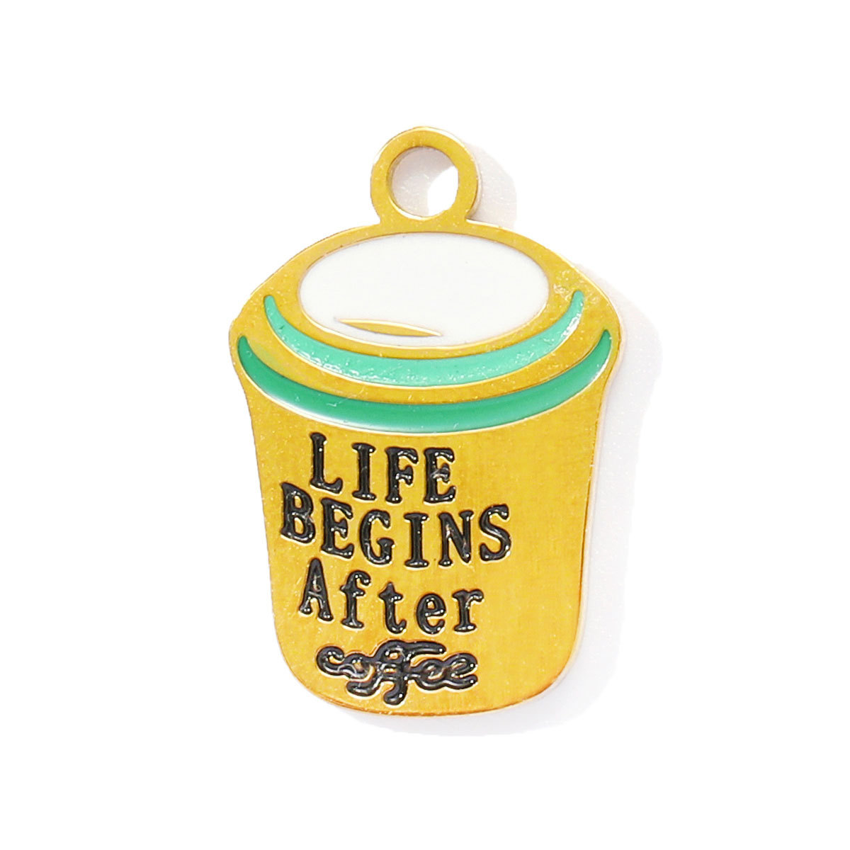 6pcs/pack French Stainless Steel Enamel Airplane Camera Necklace Pendants Suitcase Plam Diy Charms Juice Milktea Coffee Cup Jewelry