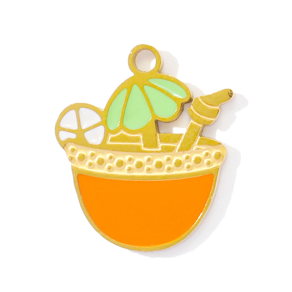 6pcs/pack French Stainless Steel Enamel Airplane Camera Necklace Pendants Suitcase Plam Diy Charms Juice Milktea Coffee Cup Jewelry
