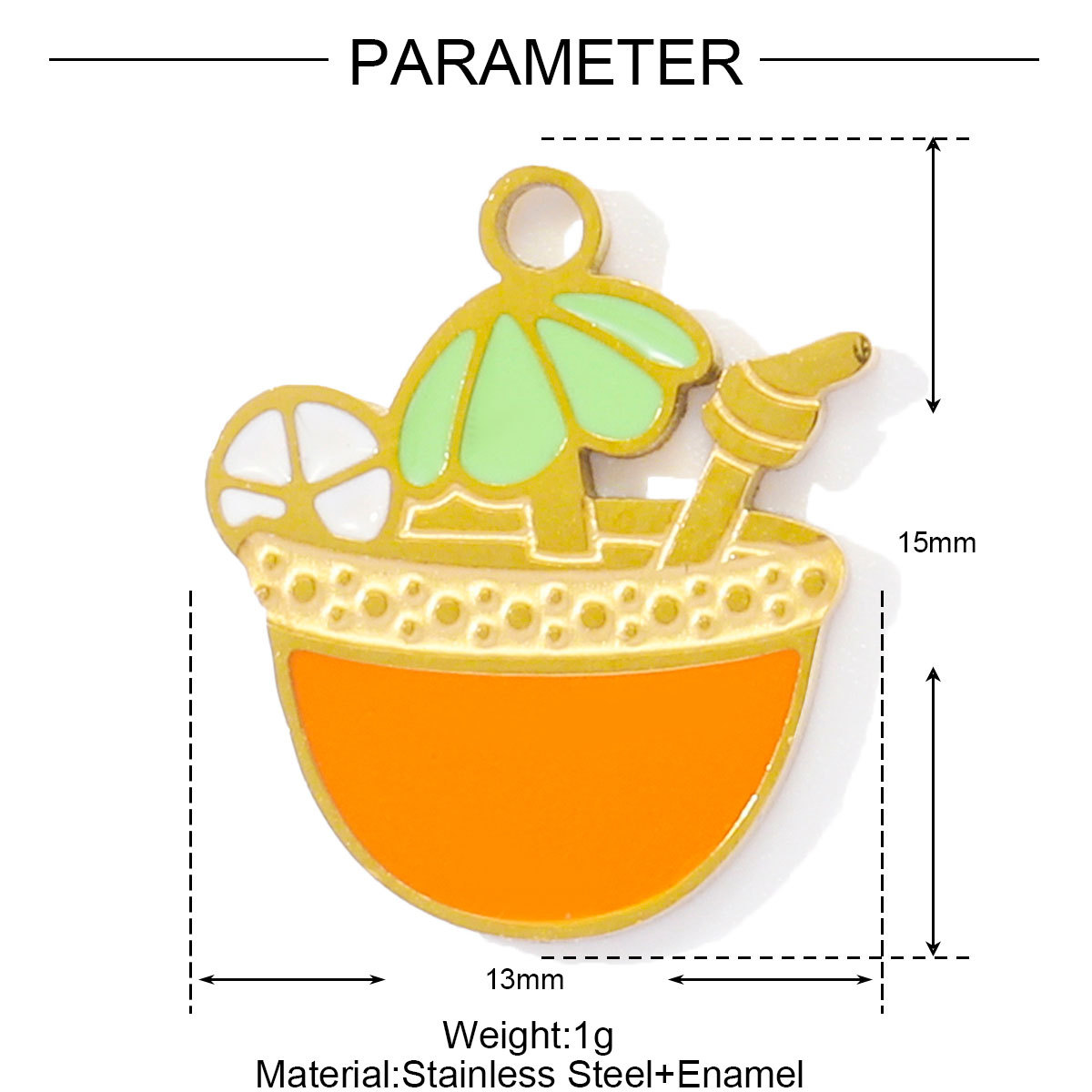 6pcs/pack French Stainless Steel Enamel Airplane Camera Necklace Pendants Suitcase Plam Diy Charms Juice Milktea Coffee Cup Jewelry