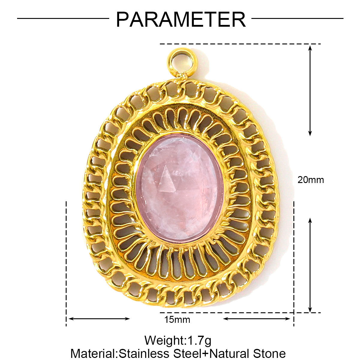 6pcs/pack Retro Stainless Steel Natural Stone Amethyst DIY Charms Women Red Agate Necklace Pendants Round Oval Jewelry