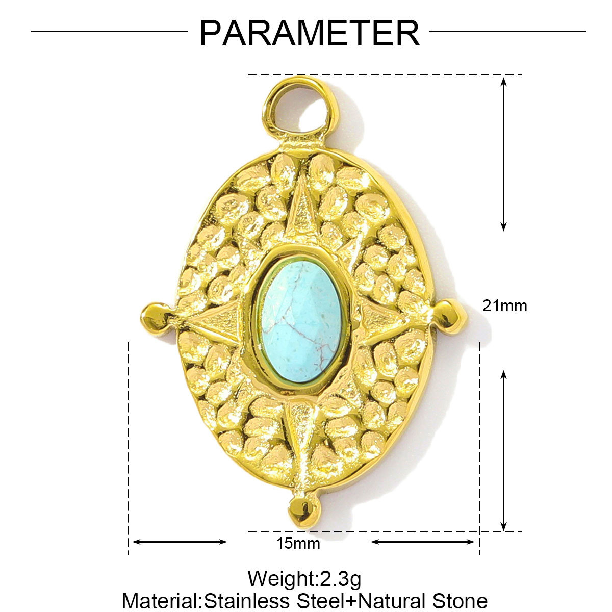 6pcs/pack Retro Stainless Steel Natural Stone Amethyst DIY Charms Women Red Agate Necklace Pendants Round Oval Jewelry