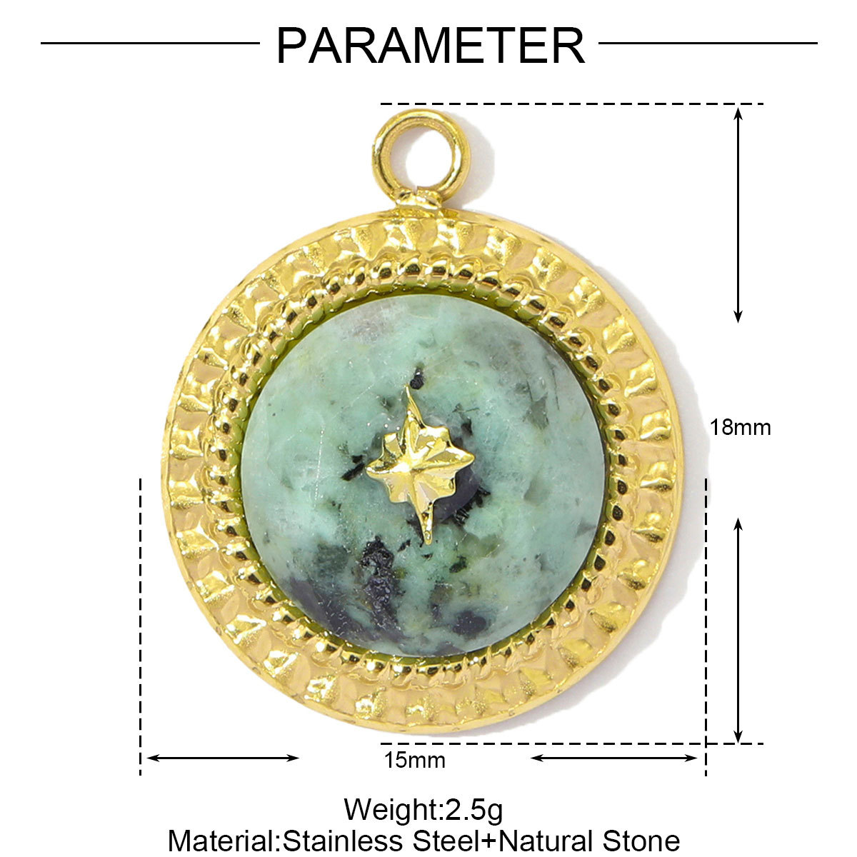 6pcs/pack Retro Stainless Steel Natural Stone Amethyst DIY Charms Women Red Agate Necklace Pendants Round Oval Jewelry