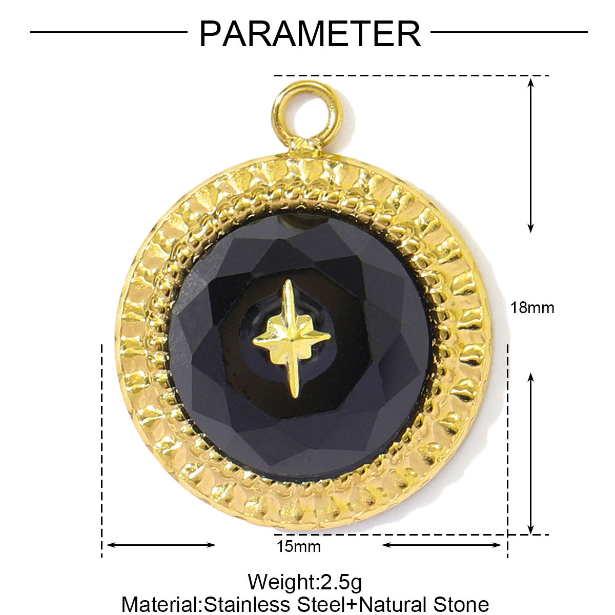 6pcs/pack Retro Stainless Steel Natural Stone Amethyst DIY Charms Women Red Agate Necklace Pendants Round Oval Jewelry