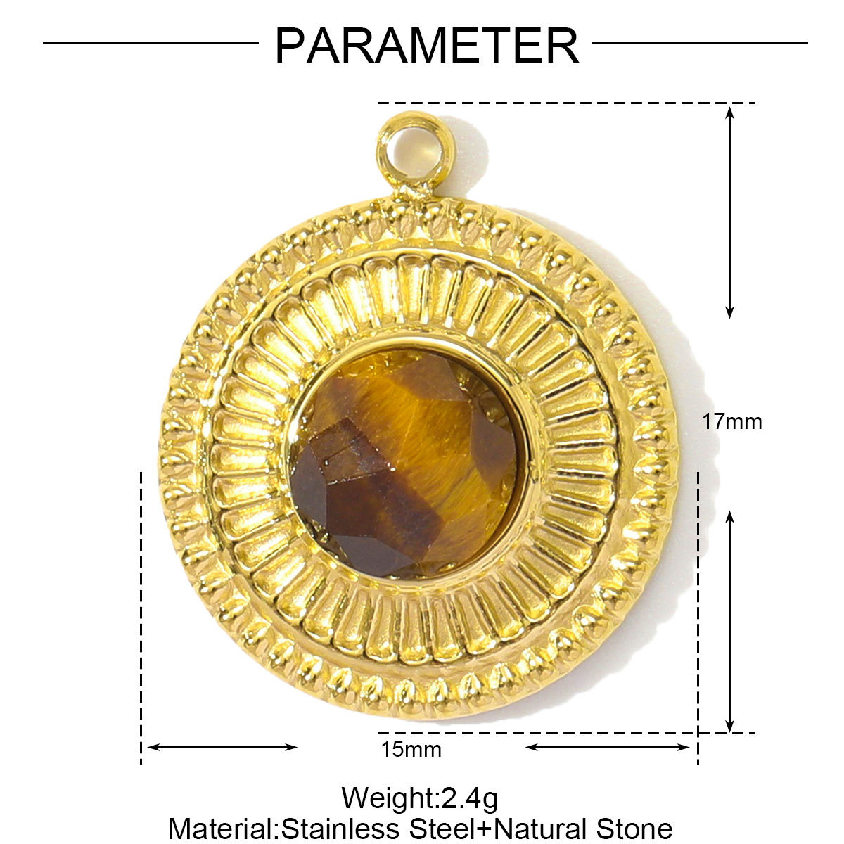 6pcs/pack Retro Stainless Steel Natural Stone Amethyst DIY Charms Women Red Agate Necklace Pendants Round Oval Jewelry