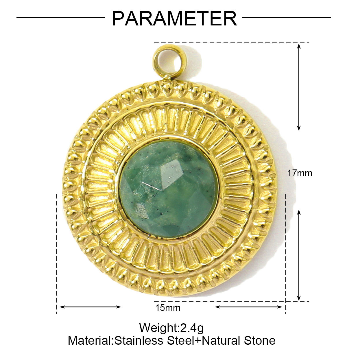 6pcs/pack Retro Stainless Steel Natural Stone Amethyst DIY Charms Women Red Agate Necklace Pendants Round Oval Jewelry