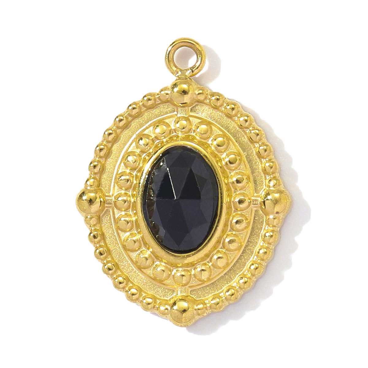 6pcs/pack Retro Stainless Steel Natural Stone Amethyst DIY Charms Women Red Agate Necklace Pendants Round Oval Jewelry