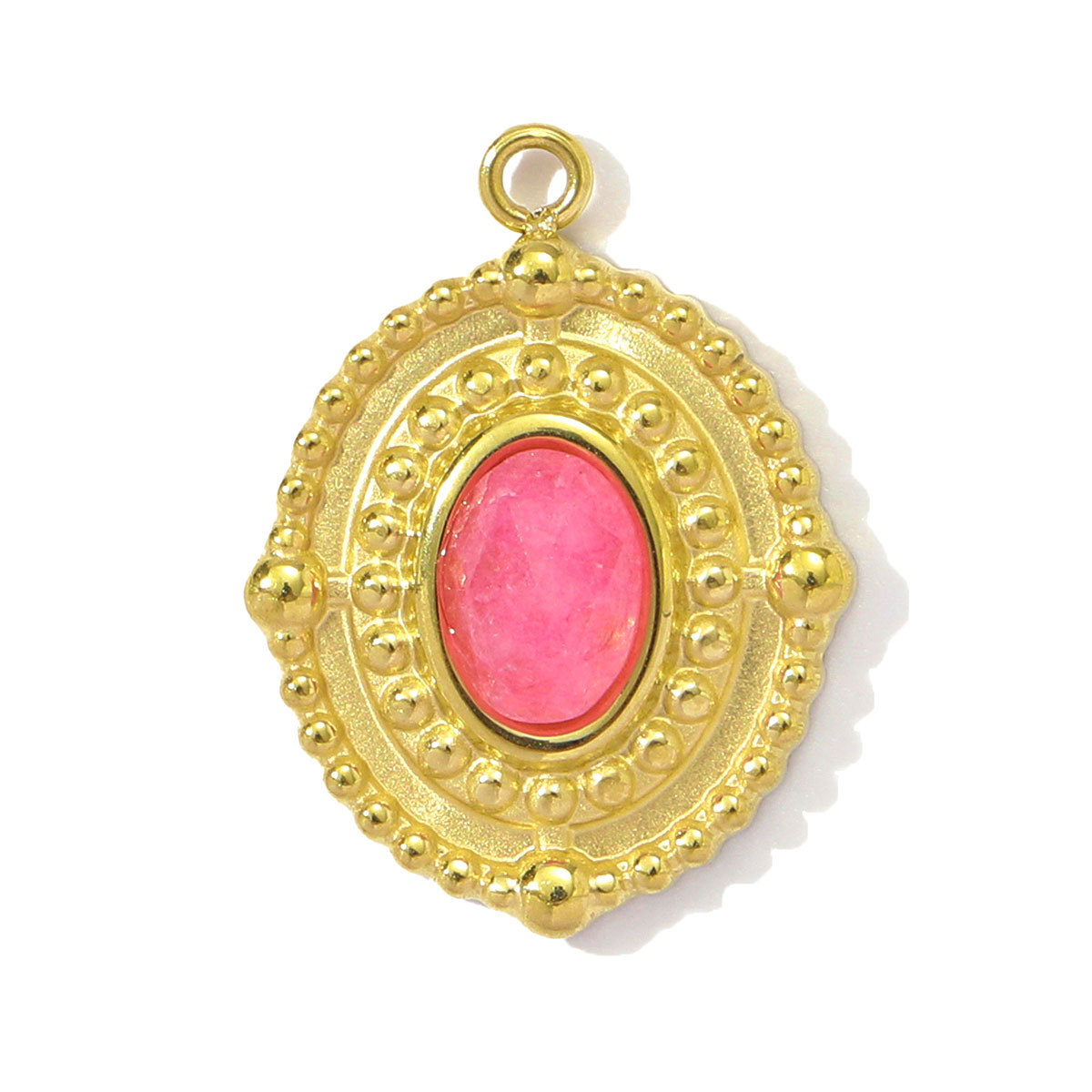 6pcs/pack Retro Stainless Steel Natural Stone Amethyst DIY Charms Women Red Agate Necklace Pendants Round Oval Jewelry