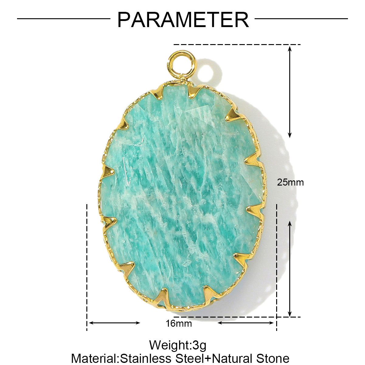 6pcs/pack French Stainless Steel Natural Stone Heart DIY Charms Women White Jade Square Necklace Pendants Feldspar Oval Jewelry