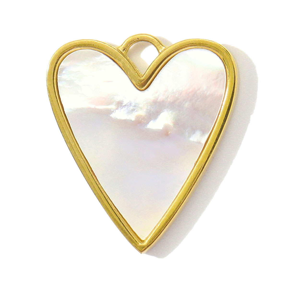 6pcs/pack French Stainless Steel Natural Stone Heart DIY Charms Women White Jade Square Necklace Pendants Feldspar Oval Jewelry